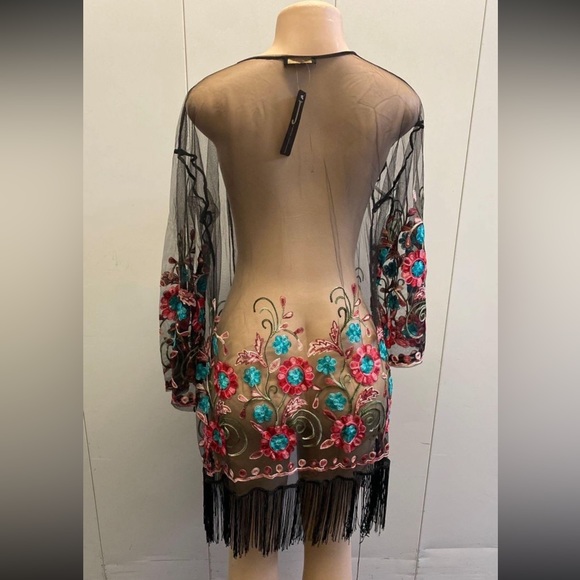 janice Other - Floral pattern black cover up